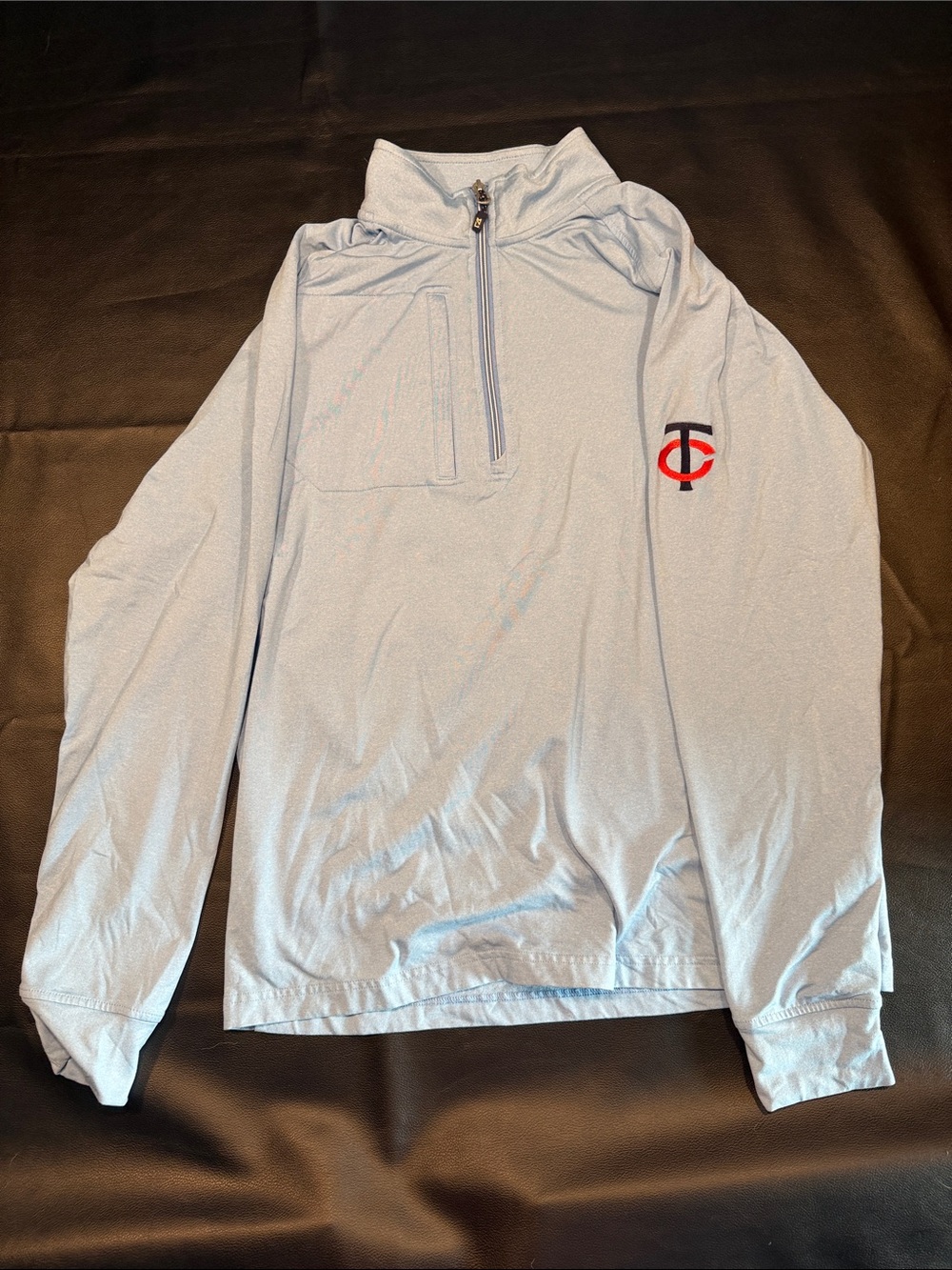 Cutter & Buck Light Blue 1/4 Zip Performance Pullover with MN Twins logo